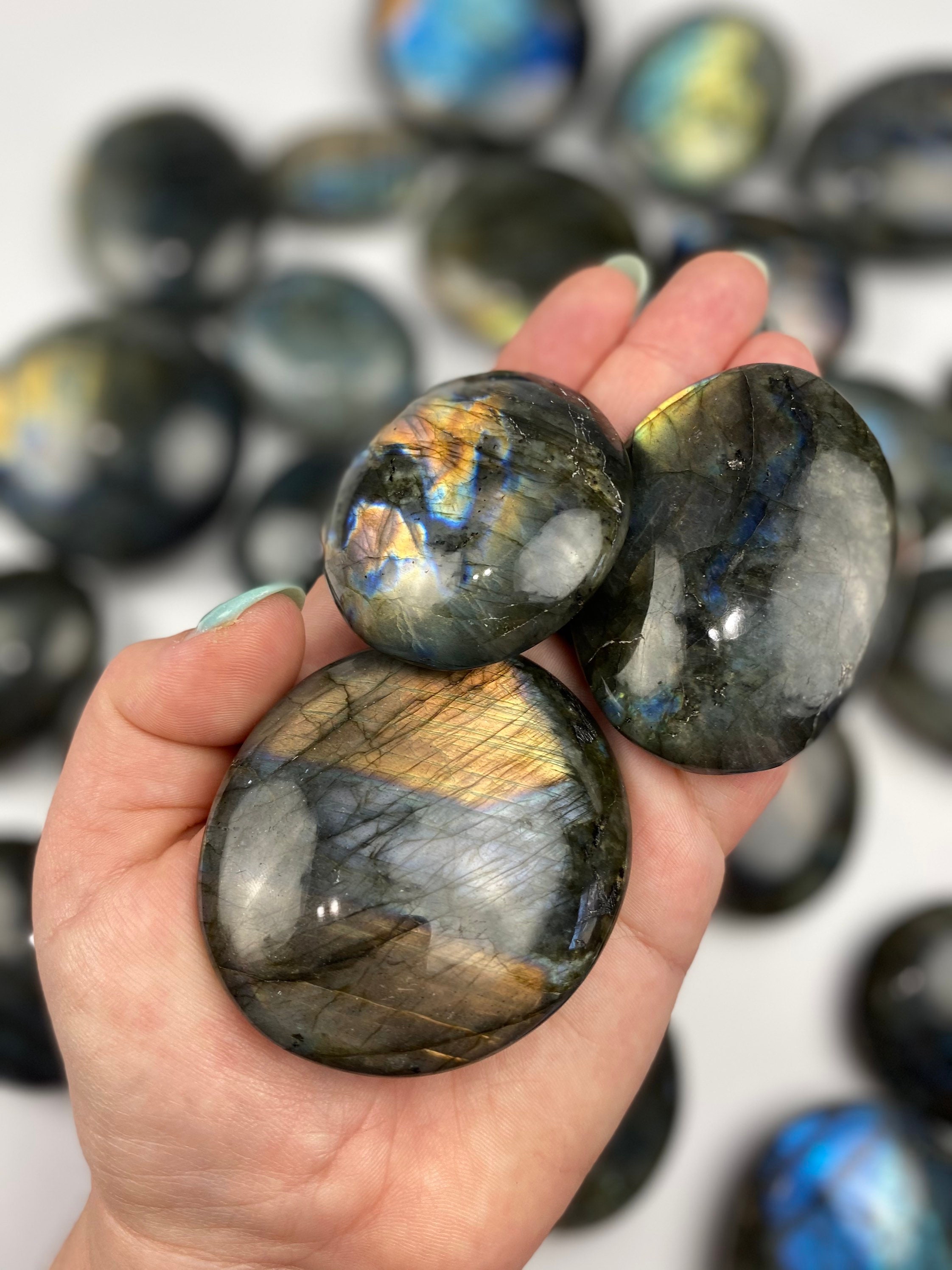 Labdanum Stone High Flash Labradorite Palm Stone | Massage Stone | Polished ...