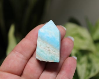 Small Caribbean Calcite Towers, You Choose High Quality Blue Aragonite Stone, Polished Caribbean Calcite Obelisk, Ocean Blue Calcite Crystal
