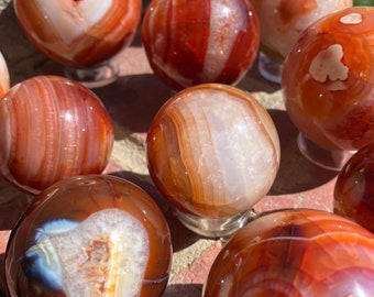 Large Carnelian Agate Polished Spheres, Choose your Own, 55-70 mm, Stone of Courage & Confidence