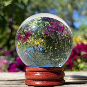 Crystal Ball on Stand, Divination Tool, Clear 2" Witchy Scrying Crystal Sphere, Fortune Telling