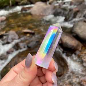 Aura Quartz Tower, Angel Aura Quartz Point, Self-Standing, Crystal Home Decor