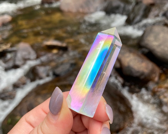 Opaque Aura Bi-color Quartz Tower