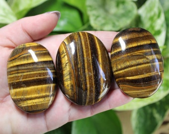 Tiger's Eye Palm Stone, Brown Tiger Eye Polished Gemstone, High Quality Palm Stone