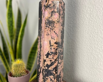 Extra Large 15 lb Rhodonite Crystal Tower, Huge Rhodonite Crystal Statement Piece, Home Decor