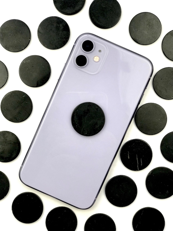 Shungite Phone Sticker, Polished Shungite Smooth Stone, EMF protection, Shungite Protective Stone