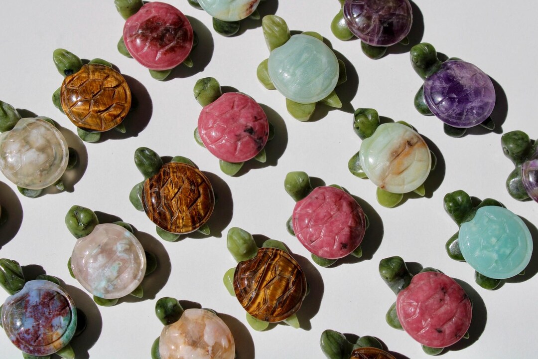 Gemstone Turtle Carving: Nephrite Jade Body, Assorted Shells - Etsy