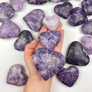 Large Lepidolite Heart Shaped Stone, Polished Lepidolite Crystal Heart, Crystal for Meditation,