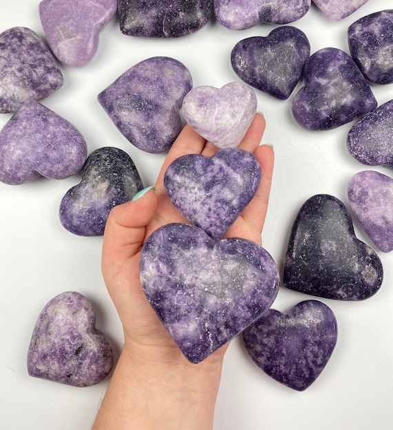 Large Lepidolite Hearts Large Lepidolite Hearts