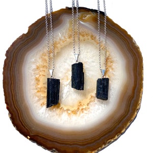 Raw Black Tourmaline Crystal Necklace, Unisex Crystal Pendant, Protection Stone Necklace