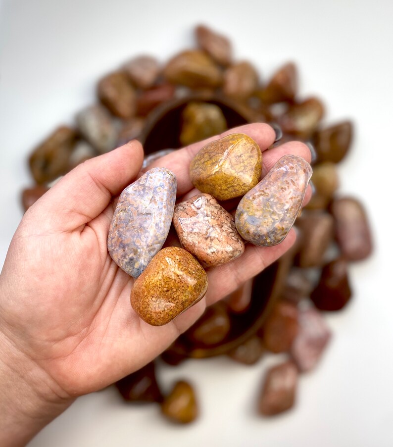 Pink Moss Agate Tumbled Stone Pocket Stone Tumbled Moss | Etsy