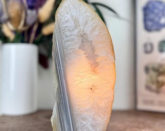 Natural Agate Gemstone Lamp, Geode Accent Table Light