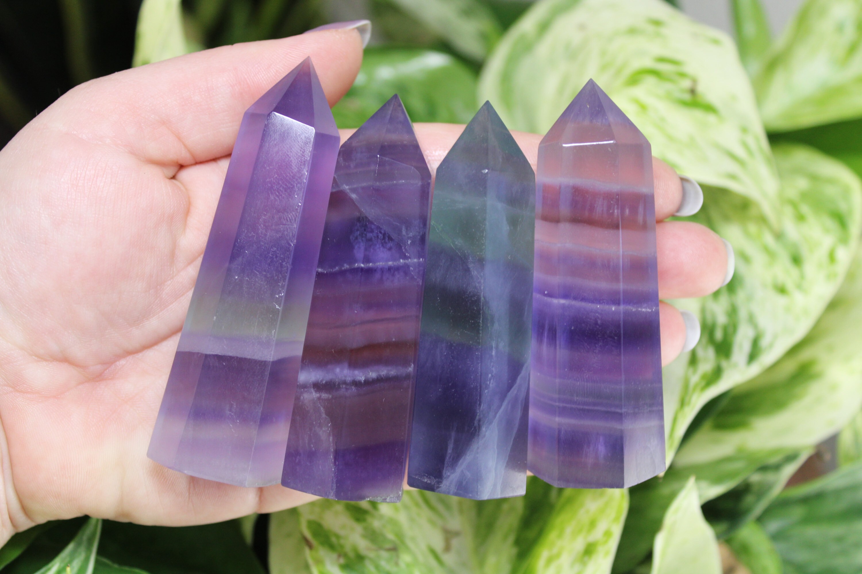 Lavender Indigo Fluorite Crystal Tower, Polished Point, Standing Purple Home Decor