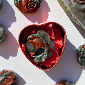 Bloodstone Carved Crystal Rose, Crystal Gift for Loved One, High Quality Gemstone Carving image 4