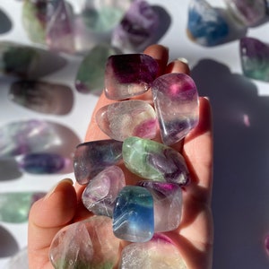 Rainbow Fluorite Tumbled Stone, Polished Natural Fluorite, High Quality Fluorite Tumbles