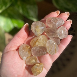 Rutilated Quartz Tumbled Stone: Golden Hair Pocket Stone