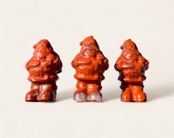 Mini Red Jasper Santa Claus Carving, Christmas Crystal Gift
