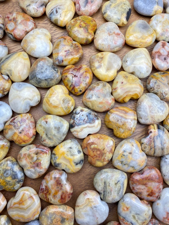 Yellow Crazy Lace Agate Hearts Yellow Crazy Lace Agate Hearts