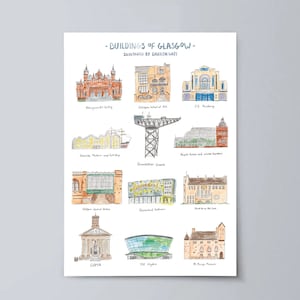 Glasgow Art Print , buildings of Glasgow, Scotland