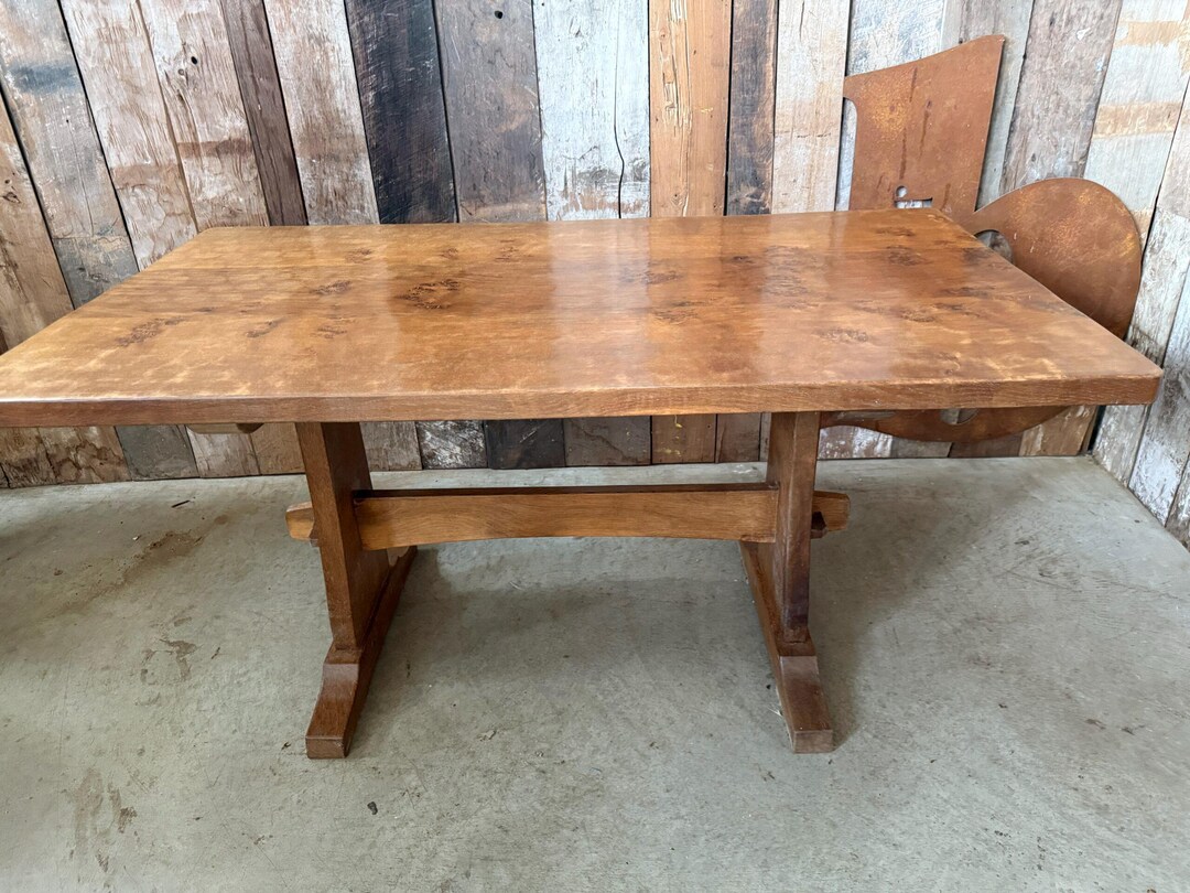 Vintage Arts and Crafts Oak Adzed Dining Table Colin Almack Beaverman ...