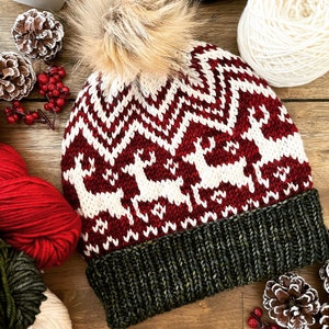 Reindeer Romp Beanie Knitting Pattern