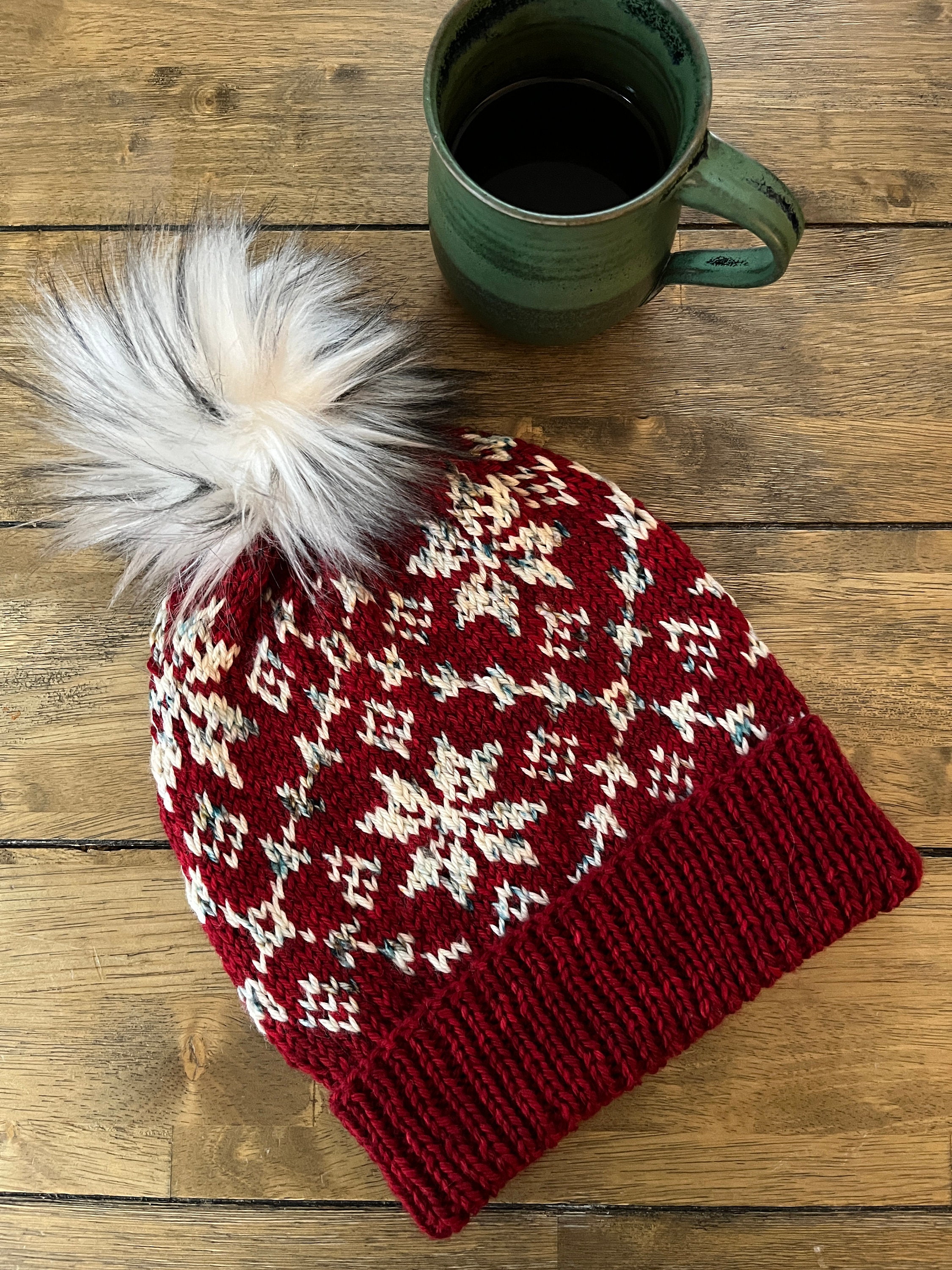 Handcrafted Lotus Flower beanie black red, women’s handmade knitted hat Lotus Flower Beanie Pattern — B KNITS main image 4