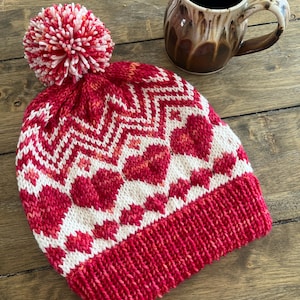 Hearts on Fire Beanie Knitting Pattern