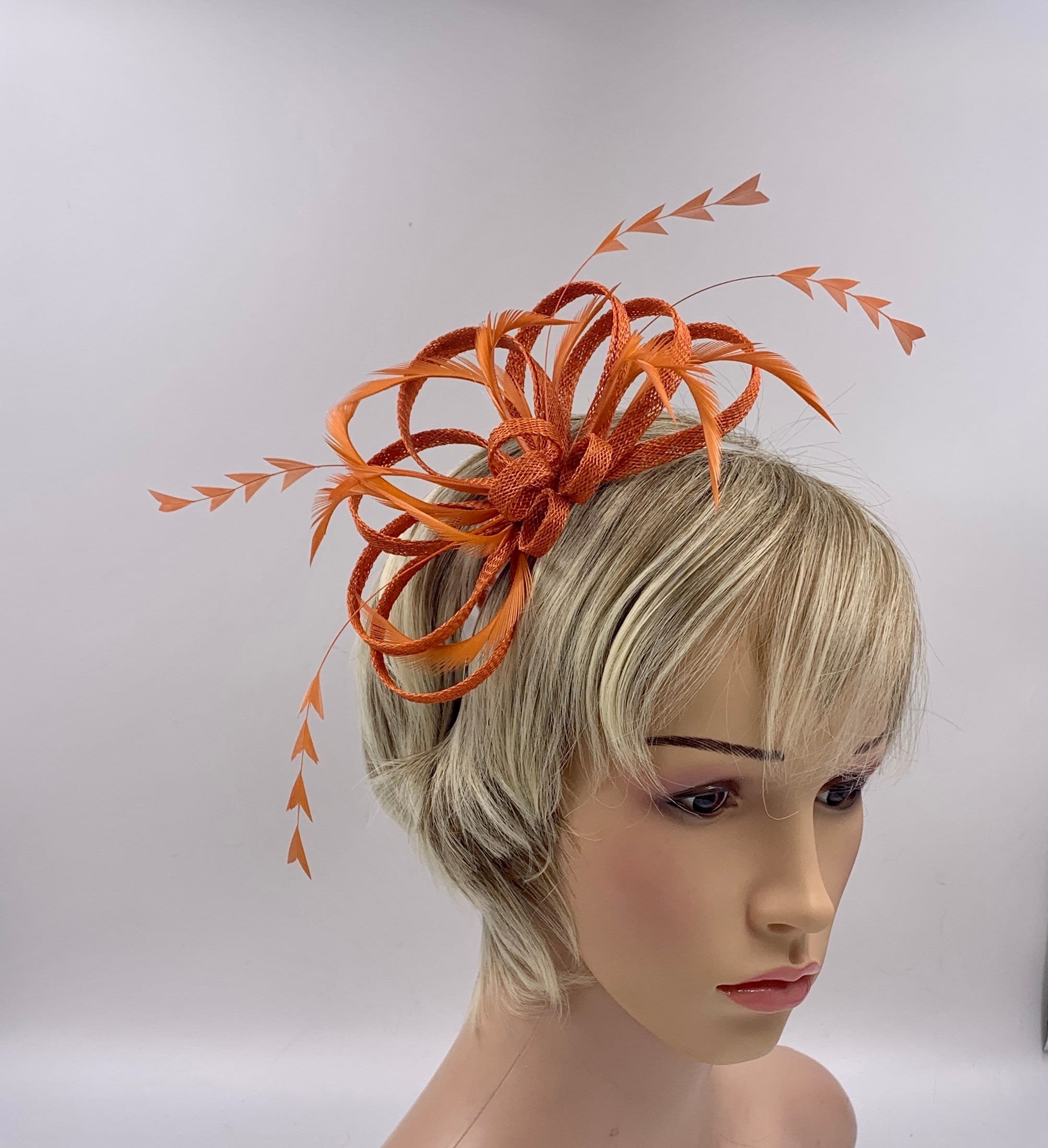 Burnt Orange Feather Fascinator for Weddings Deep Orange - Etsy Singapore