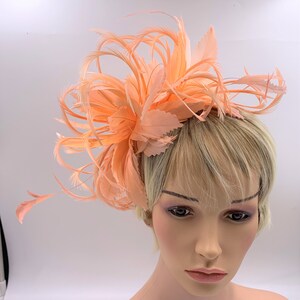 Peach / Orange Feather Fascinator 