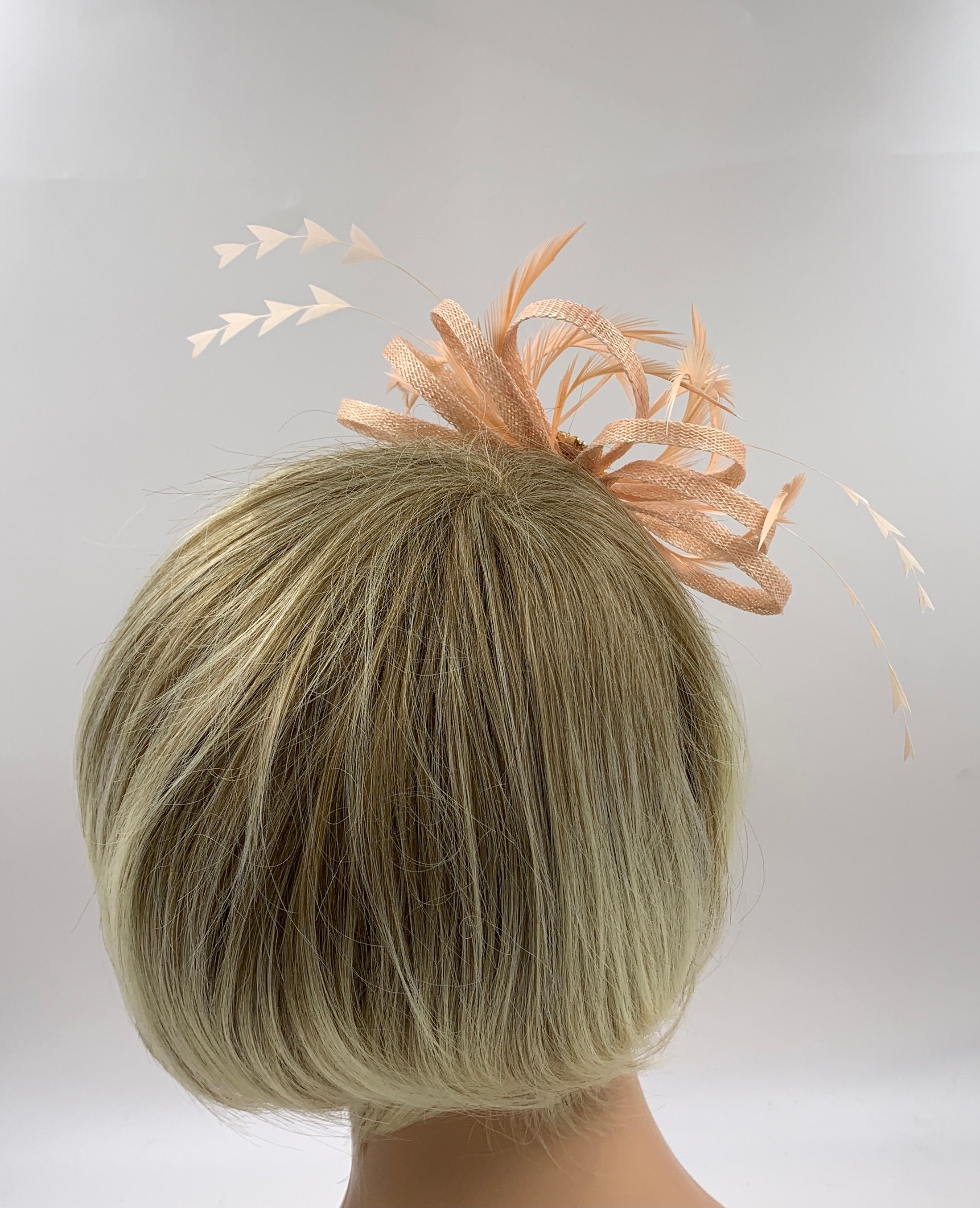 Peach fascinator peach headpiece for weddings simple peach Etsy