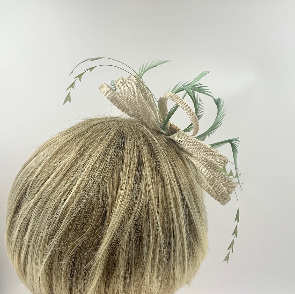 Champagne and Dark Sage Green Feather Fascinator Dark Sage Etsy UK