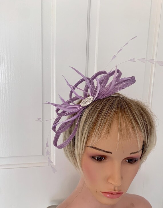 Elegant Purple 3PC Feathered Fascinator w/ Hair Clip and Headband Zinniday Purple Feather Fascinator Hat - 2026 Mini Elegant  main image 4