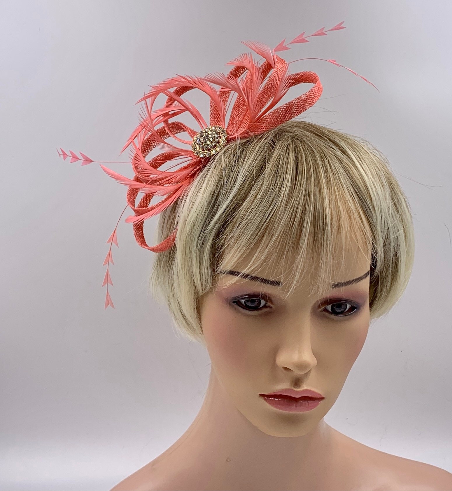 Simple Coral Feather Fascinator Choose the Colour of the Feathers