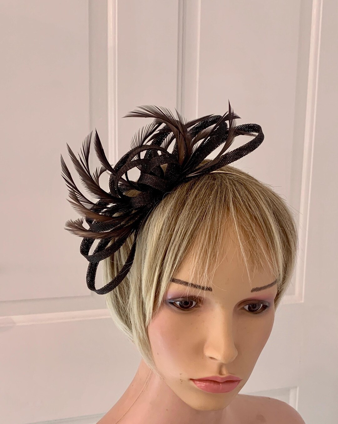 Chocolate Brown Feather Fascinator, Dark Brown Feather  display picture 1