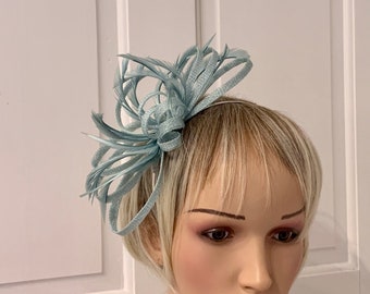 Duck egg blue  feather fascinator, bluey aqua fascinator for weddings, elegant duck egg headpiece, can be made in over 80 colours