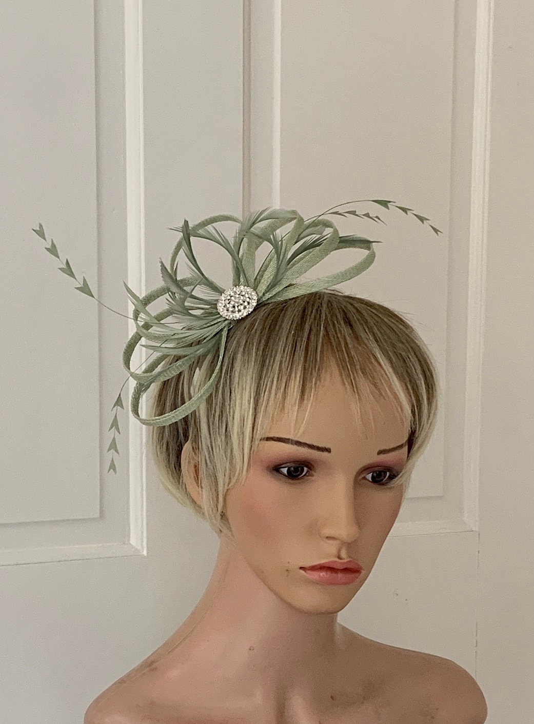 Sage Green Feather Fascinator Small Green Headpiece Unique Etsy UK