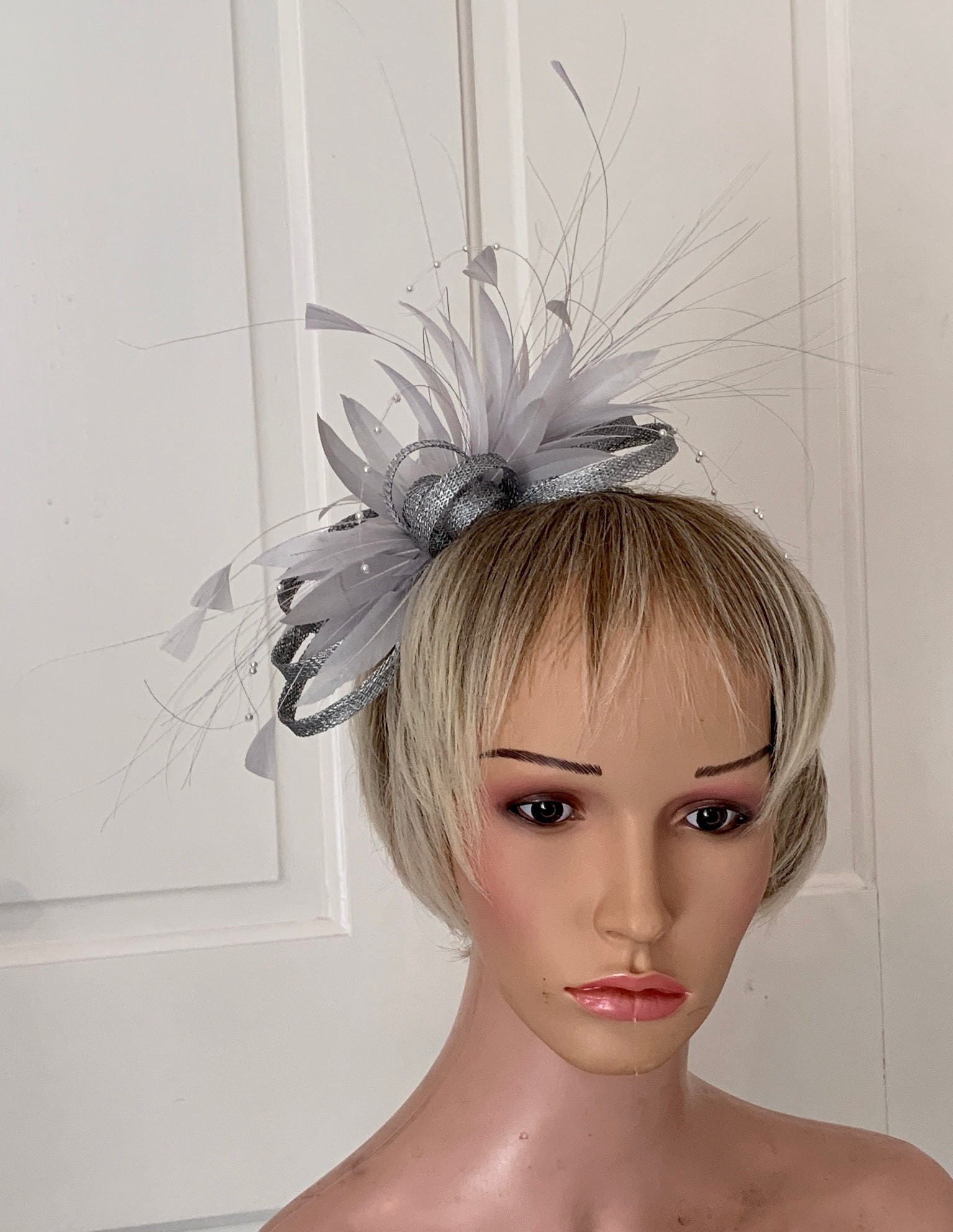 Silver Feather Fascinator Dainty Silver Fascinator Simple Etsy UK