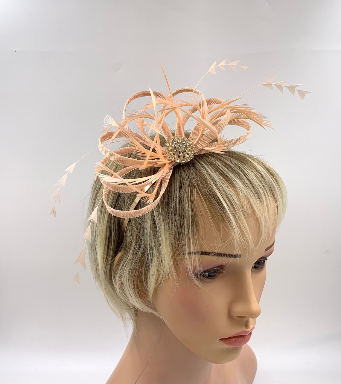 Peach fascinator peach headpiece for weddings simple peach Etsy