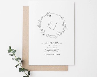 Simple Wedding Invitation Etsy