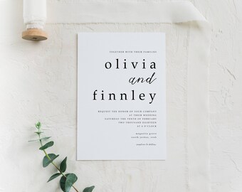 simple wedding invitation etsy simple wedding invitation