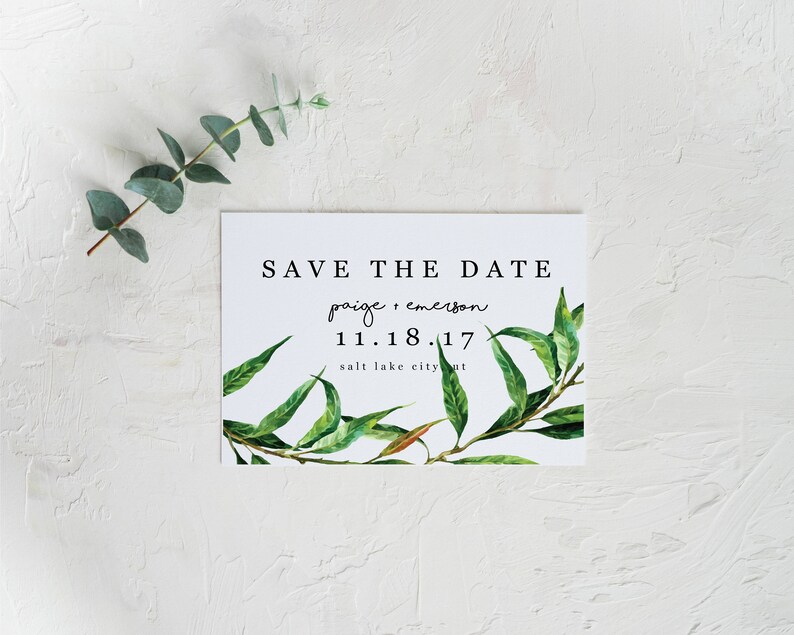 Greenery Save The Date Simple Save The Date