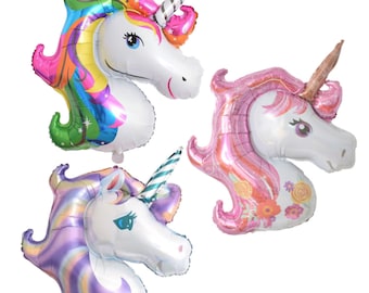 Supershape 42" Unicorn Head Foil Rainbow Purple Pink Balloon Birthday Party