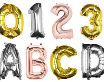 Gold Silver Rose Gold 16" inch Alphabet Number Letter Foil Birthday Party Balloon