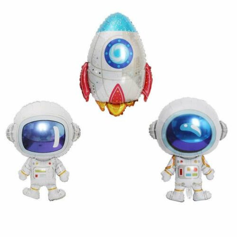Space Astronaut & Rocket Happy Birthday Foil Balloon - Helium Or Air Fill - Party Decorations