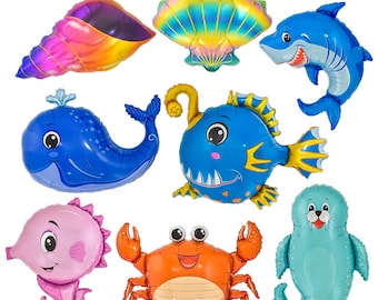 Sea Ocean Fish Shark Whale Crab Shell Foil Balloon