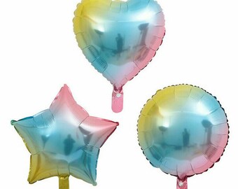 Rainbow Heart Star Round Foil Helium Balloon Party Celebrations Decoration