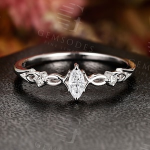 Vintage Moissanite Engagement Ring,14k Solid Gold Ring For Women,Unique Marquise Bridal Ring,Diamond Anniversary Promise Ring,Gift For Her