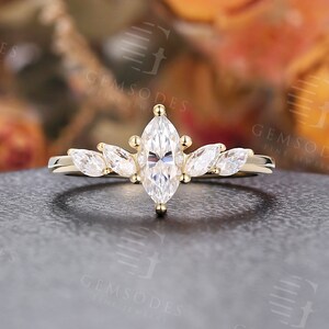 14K Gold Marquise Moissanite Engagement Ring,Leaf Shape Wedding Ring,Dainty Nature Inspired Bridal Ring,Vintage Promise Ring,Gift For Her