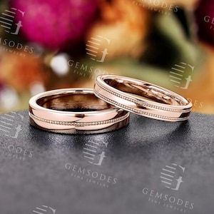 Vintage Bandring Roségold Damen schlicht schlichter Goldring Vintage Ehering handgefertigter Ehering Verlobung