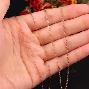 10K 14K 18K Solid Gold Cable Chain Necklace,Dainty Minimalist Chain for Pendant,Replacement Chain Everyday Jewelry in Yellow Rose White Gold