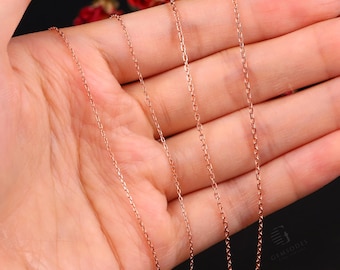 Collier chaîne câble en or massif 10K 14K 18K, chaîne minimaliste délicate pour pendentif, chaîne de remplacement pour bijoux de tous les jours en or blanc rose jaune